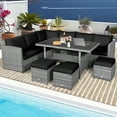 thumbnail image 4 of Gymax 7PCS Rattan Patio Sectional Sofa Set Conversation Set w/ Black Cushions, 4 of 10