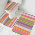 thumbnail image 4 of Vintage Color Stripes Bathroom Rugs Set Orange Yellow Gray Striped Retro Lines Non Slip Absorbent Soft Bath Mats 3 Piece Set with Bathroom Rug, U-Shaped Floor Mat, Toilet Seat Cover Large Size, 4 of 9