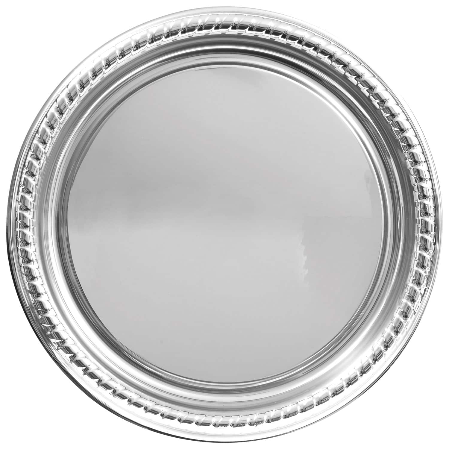 Round Silver Plastic Serving Trays, 16 in