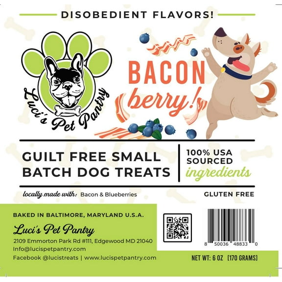 Bacon Berry "Bacon & Blueberry Biscuits" Dog & Puppy Treats! 6 oz. Treat Bag of Yummy Goodness!