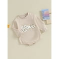 thumbnail image 3 of Liacowi Baby Boys Girls Romper Infant Fuzzy Letter Print Long Sleeve Onesie 3 6 12 18 24 Months Newborn Spring Autumn Bodysuits, 3 of 9
