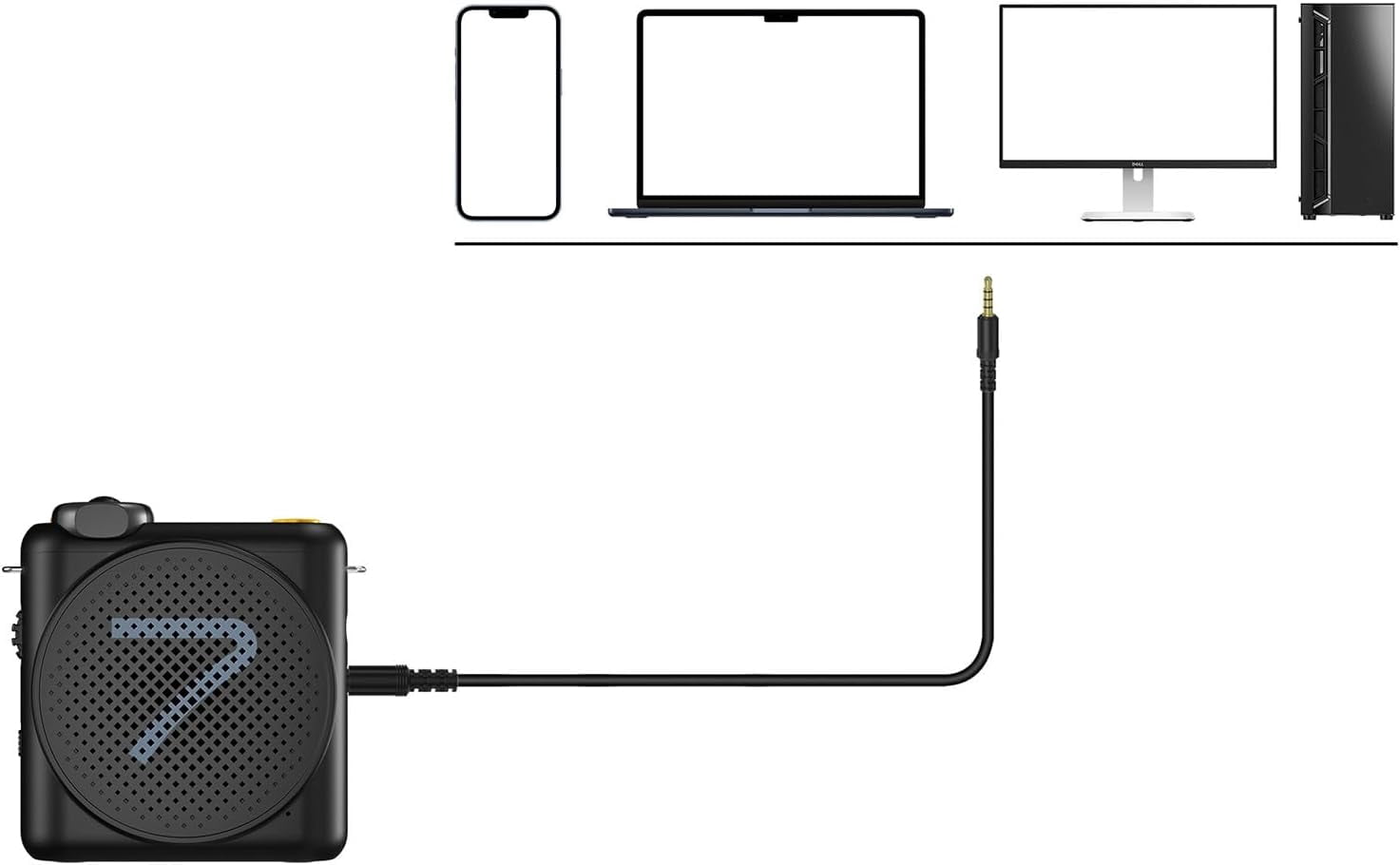WA2 Voice Amplifier for Teachers with Wireless Lavalier Microphone,Portable Speaker for Classroom,Speech,Training Outdoor,Mini Speaker Clip-On Mic- Noise Canceling,164ft Range,23H Working-Black