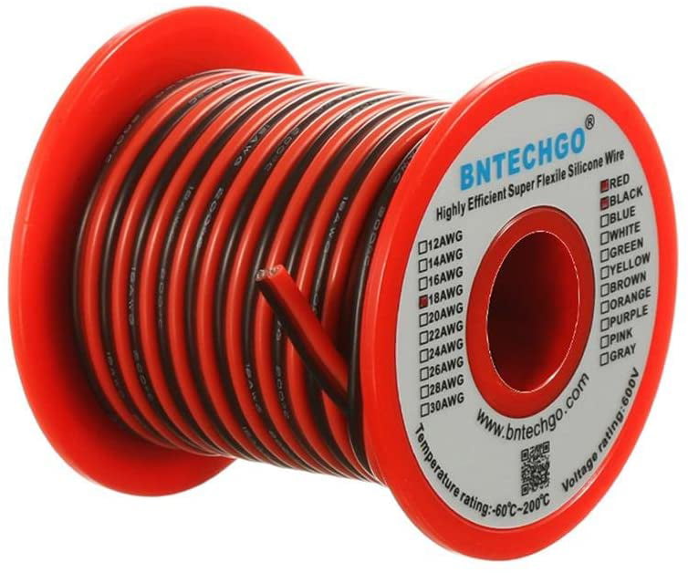 BNTECHGO 22 Gauge Silicone Wire Spool Black 50 feet Ultra Flexible High Temp 200 