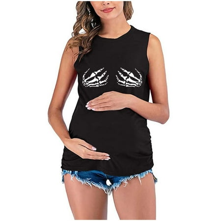 

Funicet Maternity Shirt For Women Summer Plus Size Maternity T Shirts Funny Print Side Ruched Raglan Short Sleeve Cute Pregnancy Top Clothes