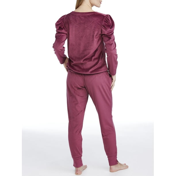 Jessica Simpson Women s Velour Puffed Long Sleeve Top and Jogger Pajama Set 2pc Walmart Business Supplies