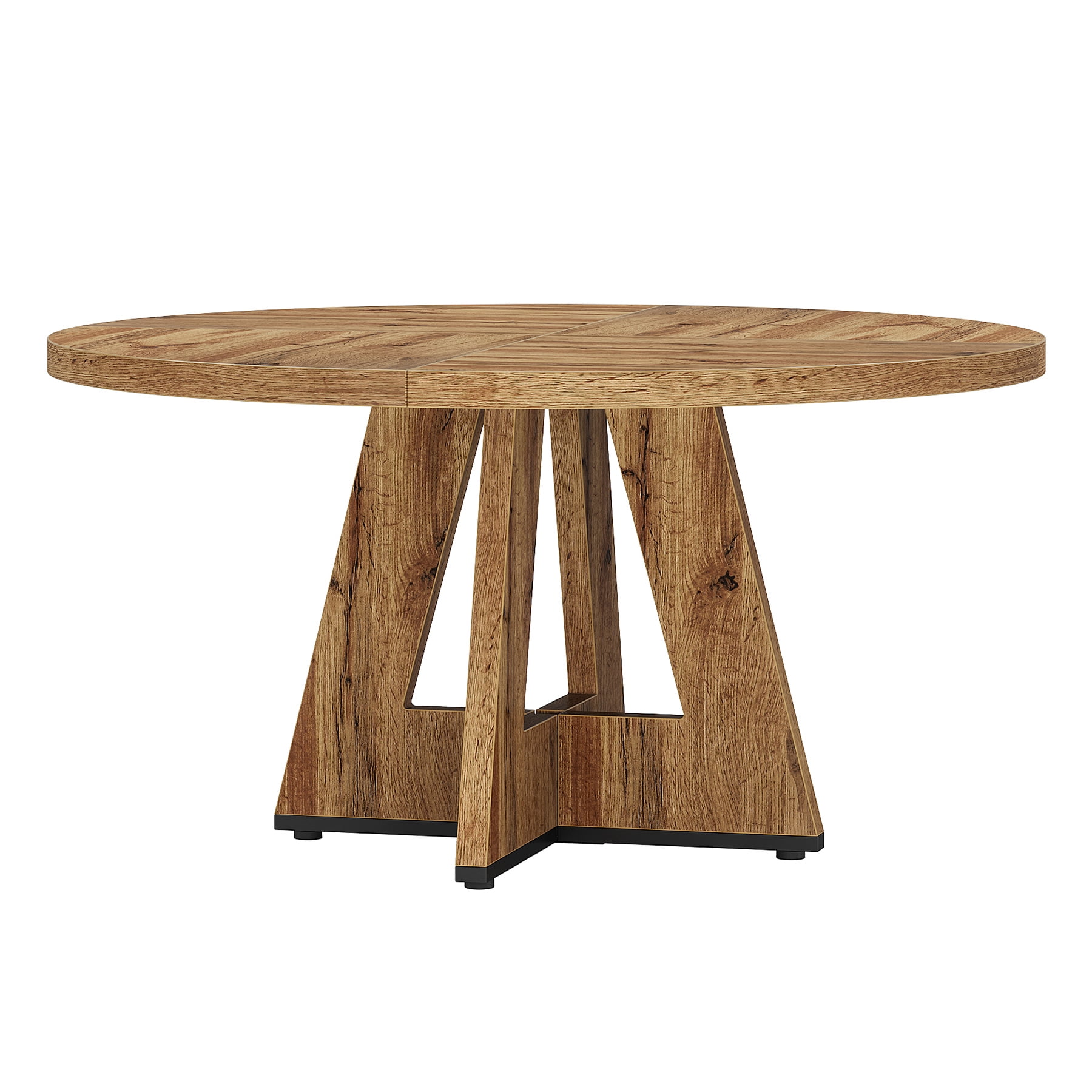 MAYEERTY 47 Inch Rustic Round Dining Table, 4-Person Farmhouse Table for Home Dining & Living Room