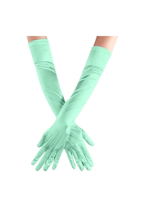 Women Gloves Elegant Solid Color Satin Arm Length Five Fingers Gloves For Wedding Evening Gown Party Opera Gloves