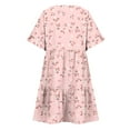 thumbnail image 7 of LOVZFMLL Summer Dresses for Women Casual Loose V Neck Short Sleeve Mini Dress Ruffle Swing Polka Dot/Boho Floral Print Beach Sundress Pink C L, 7 of 7