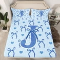 thumbnail image 2 of Castle Fairy Girls Boys Monogrammed Letter Initial J 4 Pieces Queen Sheet Sets,Kawaii Blue Bow Ultra Soft Flat Sheet,Dreamy Princess Queen Fitted Sheet,Super Cozy Room Decor, 2 of 7