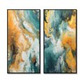 thumbnail image 2 of Designart "Oceanic Harmony Turquoise Waves Abstract II" Abstract Painting Framed Wall Art Set Of 2 - Modern Gold Gallery Wall Frame Set For Home Decor, 2 of 6