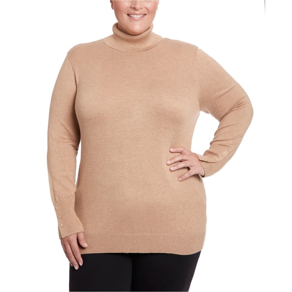 Joseph A. Womens Knit Pullover Sweater, Beige, Plus Size, 2X