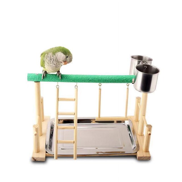 Parque infantil para loros, madera Natural saludable, soporte de juego para pájaros resistente y duradero para juguetes de ejercicio para pájaros