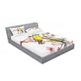 thumbnail image 3 of Ambesonne Nature Fitted Sheet & Pillow Sham Set, Birds on the Branches, Twinxl, Brown and Yellow, 3 of 3