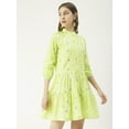 thumbnail image 3 of Moomaya Printed Cotton Button Down Shirt Dress, Quarter Sleeve Short Summer Resort Dress, 3 of 8