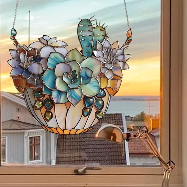 Xihbxyly Ofertas de Venta de Lightling Colgante de Cristal con Forma de Cactus Suculento para Colgar En La Ventana, para Festivales, Porches, Decoración, Regalo