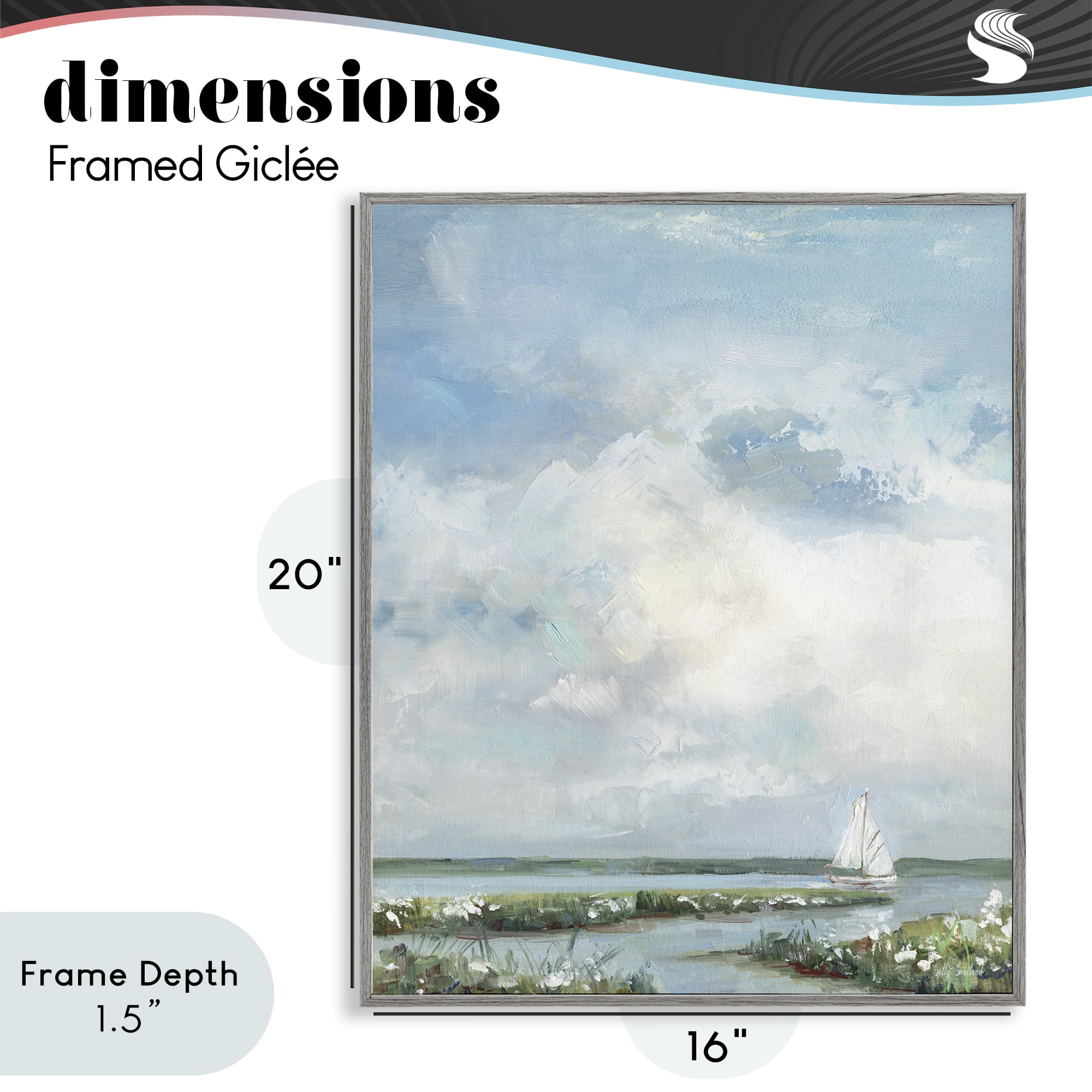 Stupell Industries Sailboat On Summer Marsh Gray Framed Giclee Art, design by Sally Swatland