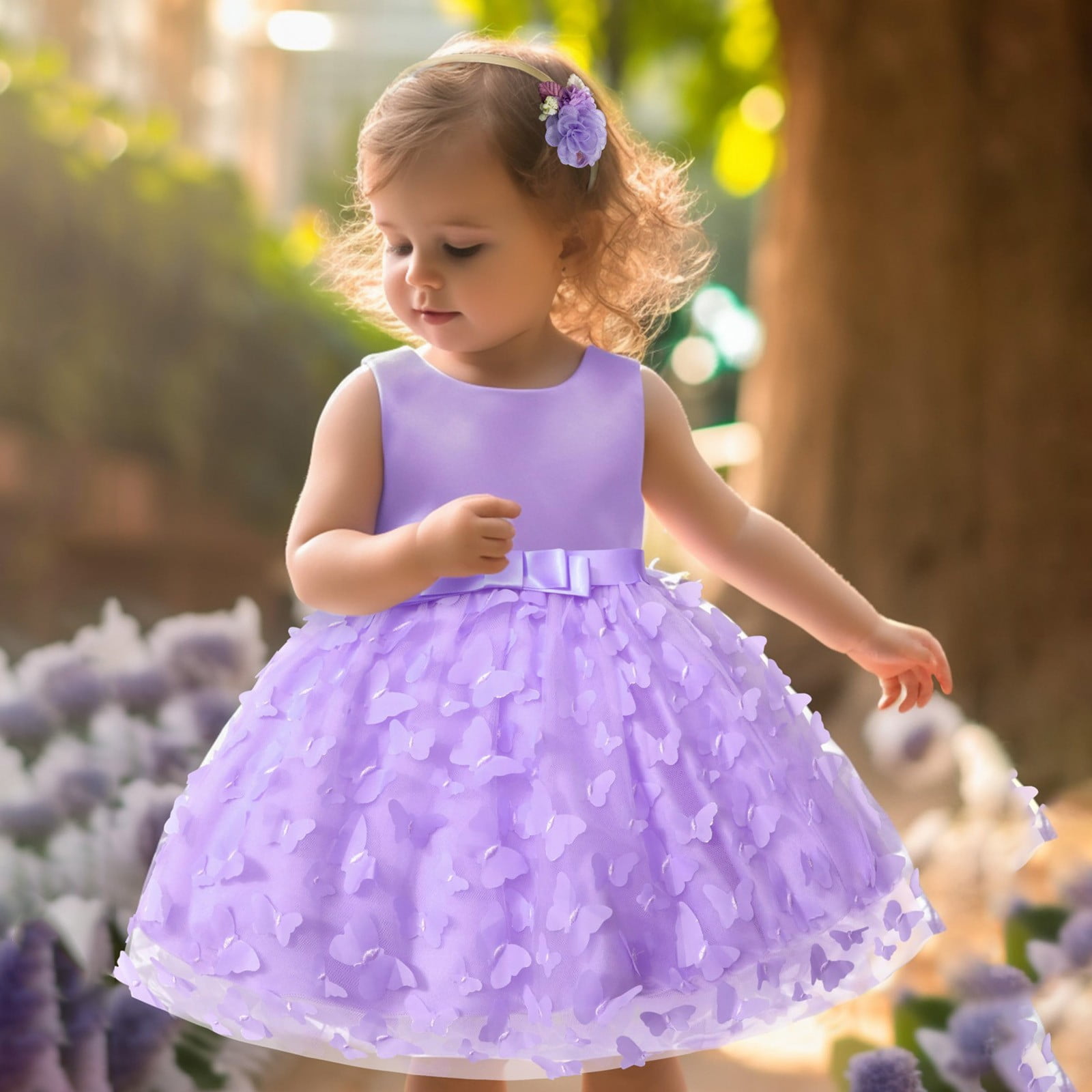 Zhuashum girls dresses Toddler Girls Sleeveless Butterfly Embroidery Tulle Bowknot Pageant Gown Party Evening Dress Wedding Dress baby easter clothes for girls ,Size:12-18 Months