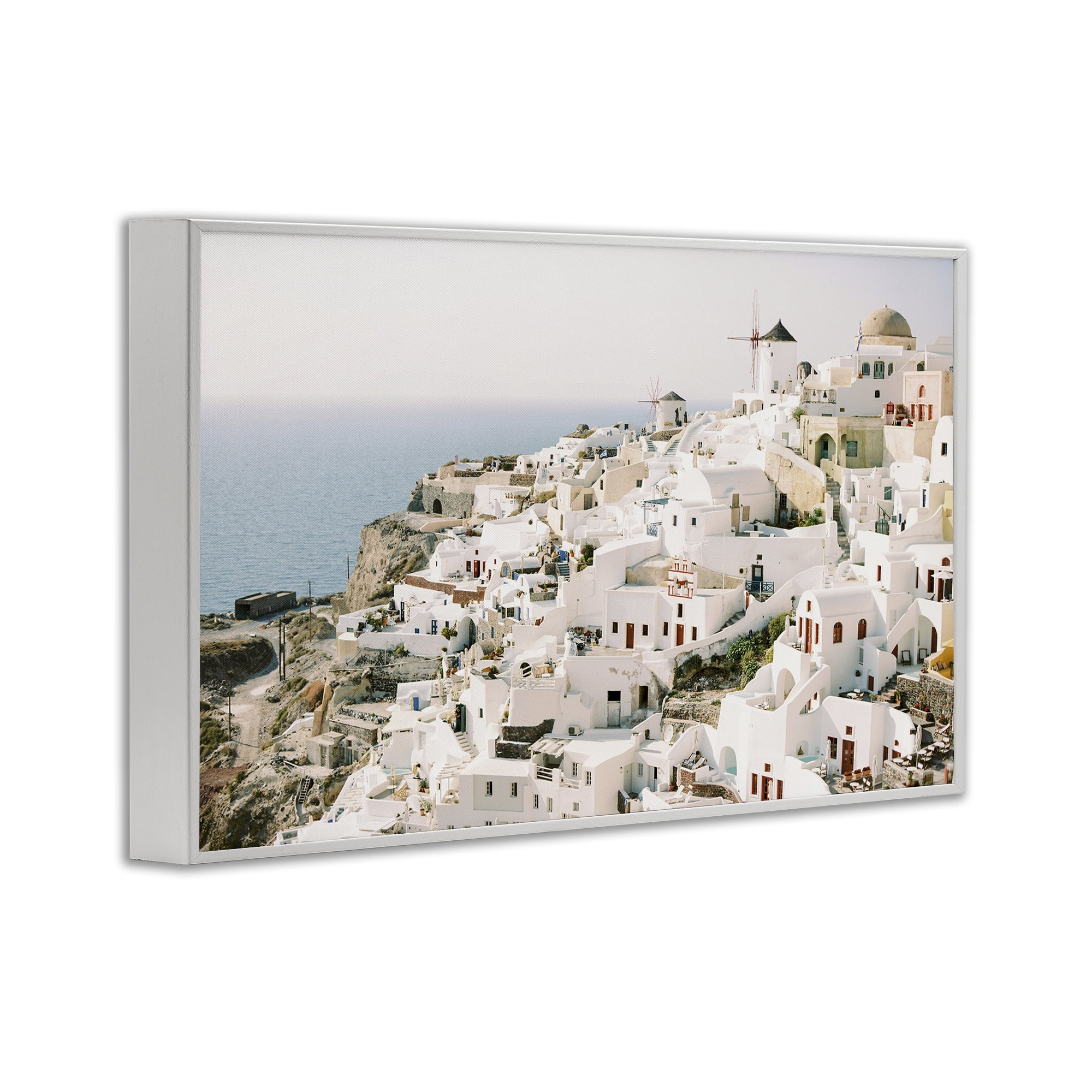 Stupell Industries European Seaside City Town & City Photography White Framed Art Print Wall Art, 30 x 20