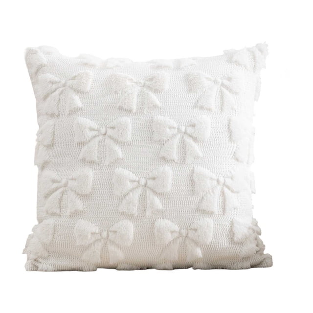 xihome Funda de cojn navideña con lazo para sof, silla o cama. Decoracin navideña. Tela lavable.