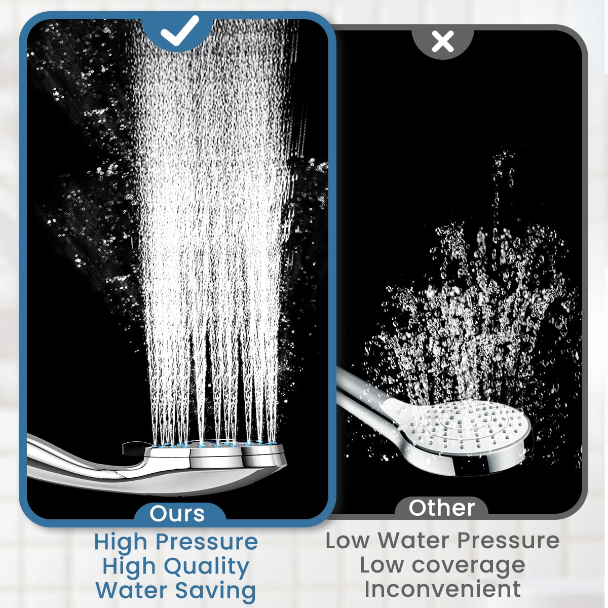 Shower Head with Handheld, 7 Spray Settings High Pressure Handheld Shower Head with 59" Stainless Steel Hose and Adjustable Bracket, Built-in Power Spray to Clean Corner, Tub, Tile and Pets, Chrome