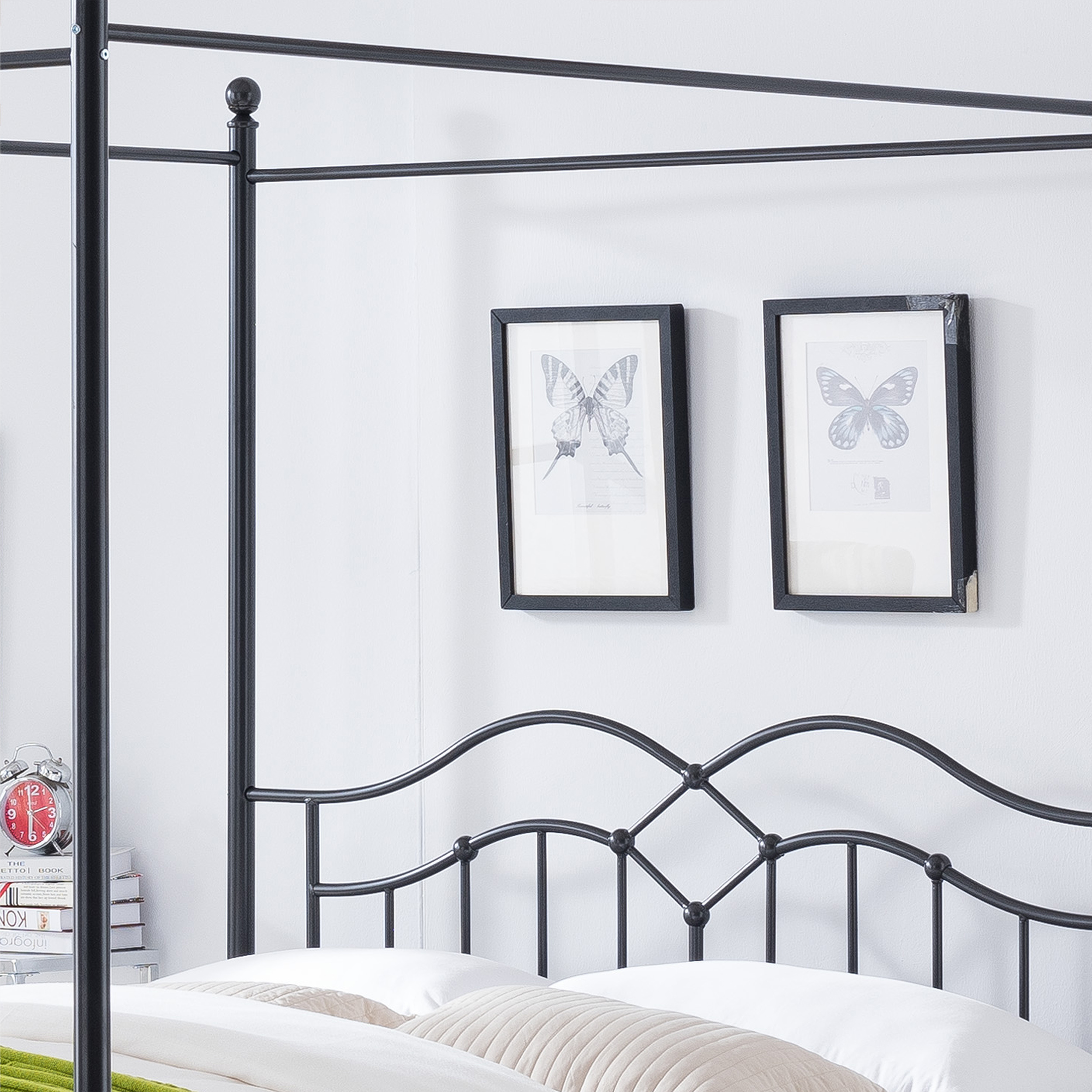 Noble House Selene Traditional Iron Canopy Queen Bed Frame, Charcoal Gray - image 3 of 7