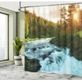 thumbnail image 5 of Ambesonne River Shower Curtain, Sunrise Springtime Pines, 69"Wx84"L, Apple Green Pale Blue, 5 of 5