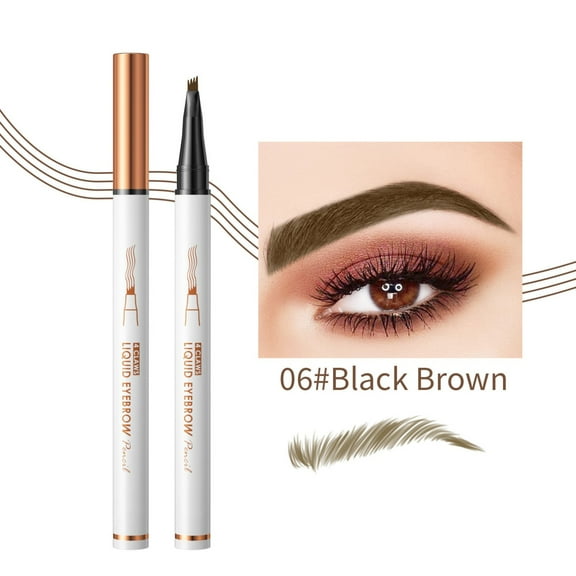 Eyebrow 4 Tip Eyebrow Pen, Waterproof Microblading Eyebrow Pencil, Smudge-Proof Liquid Eyebrow Pencil with Micro-Fork Tip Long Lasting Brow Pen To Create Exquisite and Natural Eyebrows (Black Brown)