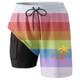 thumbnail image 2 of ibiyuan Men Swim Trunks with Compression Liner Quick Dry Mens Bathing Suit 2 In 1 Swim Short Swimsuit Zipper Pockets Lightweight Hawaiian Print Pool Party Swimwear,Orange-2, 2 of 4