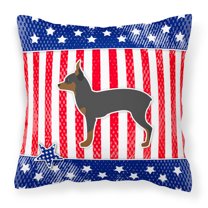 Caroline's Treasures BB3287PW1414 USA Patriotic Toy Fox Terrier Fabric Decorative Pillow , 14Hx14W, multicolor