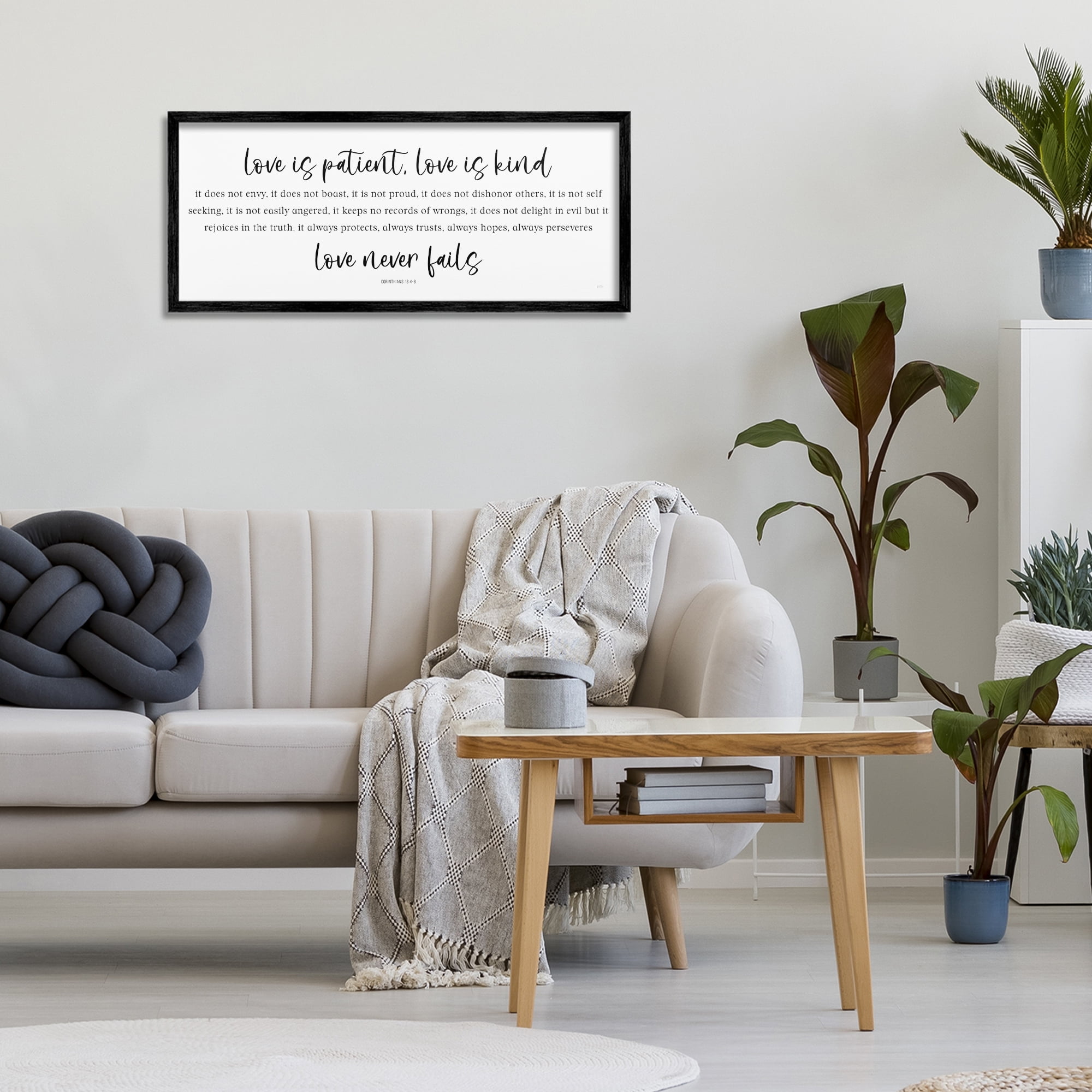 Stupell Industries Love Never Fails Proverb Black Framed Giclee Art, design by Natalie Carpentieri