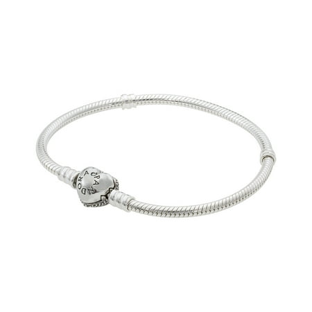 PANDORA - Moments Silver Bracelet with Pave Heart Clasp - 590727CZ-19 ...