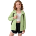 thumbnail image 2 of Atogsazn Kids Girls Zip Up Jacket Childrens Casual Lightweight Sun Protection Long Sleeve Hooded Jacket Tops Green 7-8 Years Fashion, 2 of 5