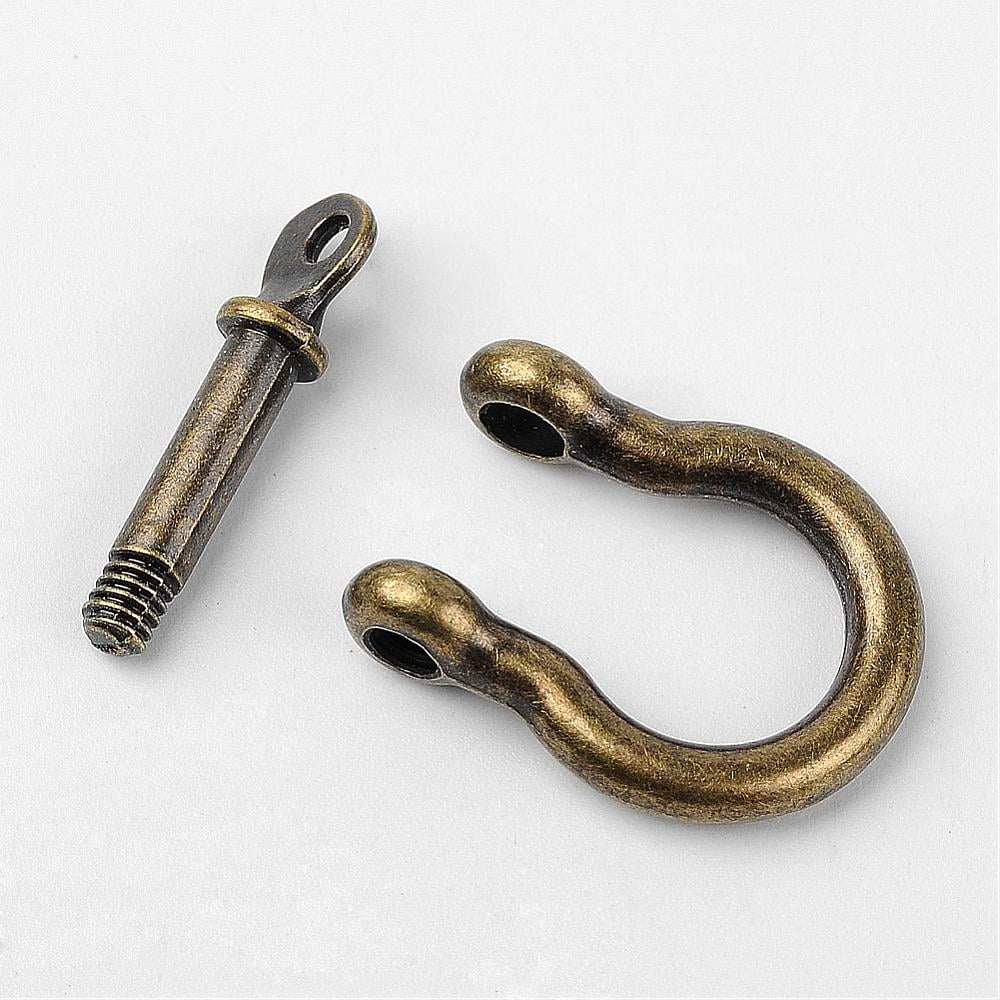 Tibetan style Alloy D-Ring Anchor Shackle Clasps Bronze 25x24.5x3~7mm Hole: 2.5mm