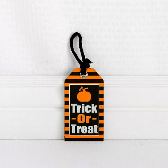 Adams & Co. Halloween Decor - Trick or Treat Wood Tag Ornament