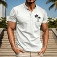 thumbnail image 2 of Men's Henley T-Shirts Summer Stylish Palm Tree Print Button Up Short Sleeve Tees Classic Muscle Fit Athletic Pullover Tops Z001-White 3XL, 2 of 4