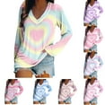 thumbnail image 6 of Valentines Shirts for Women Tie Dye Heart T Shirt Casual Loose Valentine's Tee Shirt Long Sleeve V Neck Tops, 6 of 6
