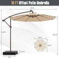 thumbnail image 3 of Costway Patio 10FT Hanging Offset Umbrella 32 LED Lights Sand Bag Outdoor Cross Base, 3 of 10