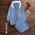 thumbnail image 2 of WMQPNNS Womens 2 Piece Sweatsuit Long Sleeve Zip up Hoodie Sweatshirt and Drawstring Sweatpants Winter Tracksuit Loungewear, Color Blue, Size S, 2 of 3