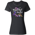 thumbnail image 3 of Inktastic Thankful and Blessed Inspirational Saying with Flowers Women's T-Shirt, 3 of 5