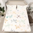 thumbnail image 2 of Homewish Cartoon Plane 4 Pieces Queen Sheet Sets for Kids Children Boys,Kawaii Airplane Ultra Soft Flat Sheet,Transportation Theme Queen Fitted Sheet,Ultra Soft Home Decor, 2 of 7