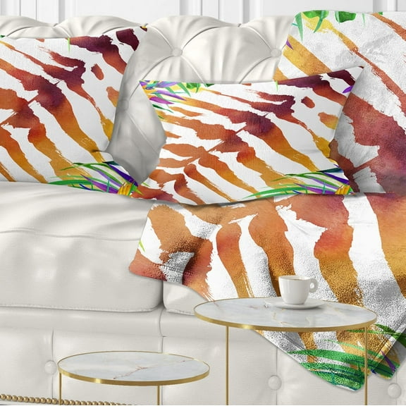 Designart Wild Nature Watercolor - Landscape Painting Throw Pillow - 12x20