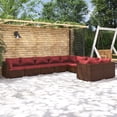 thumbnail image 1 of vidaXL 9 Piece Garden Lounge Set with Cushions Poly Rattan Brown, 1 of 4