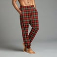 thumbnail image 4 of Dwelliawo Pajama Pants Men Soft Sleep Lounge Pants Separate Bottoms Jogger Plaid Pant Casual Drawstring Pj Pants with Pockets Wine 2XL, 4 of 4