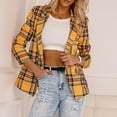 thumbnail image 2 of UPPADA Flannel Shirts for Women Button up Plaid Shirt Long Pocketed Shacket Jacket Coat Long Sleeve Business Casual Tops for Women Yellow,M, 2 of 5