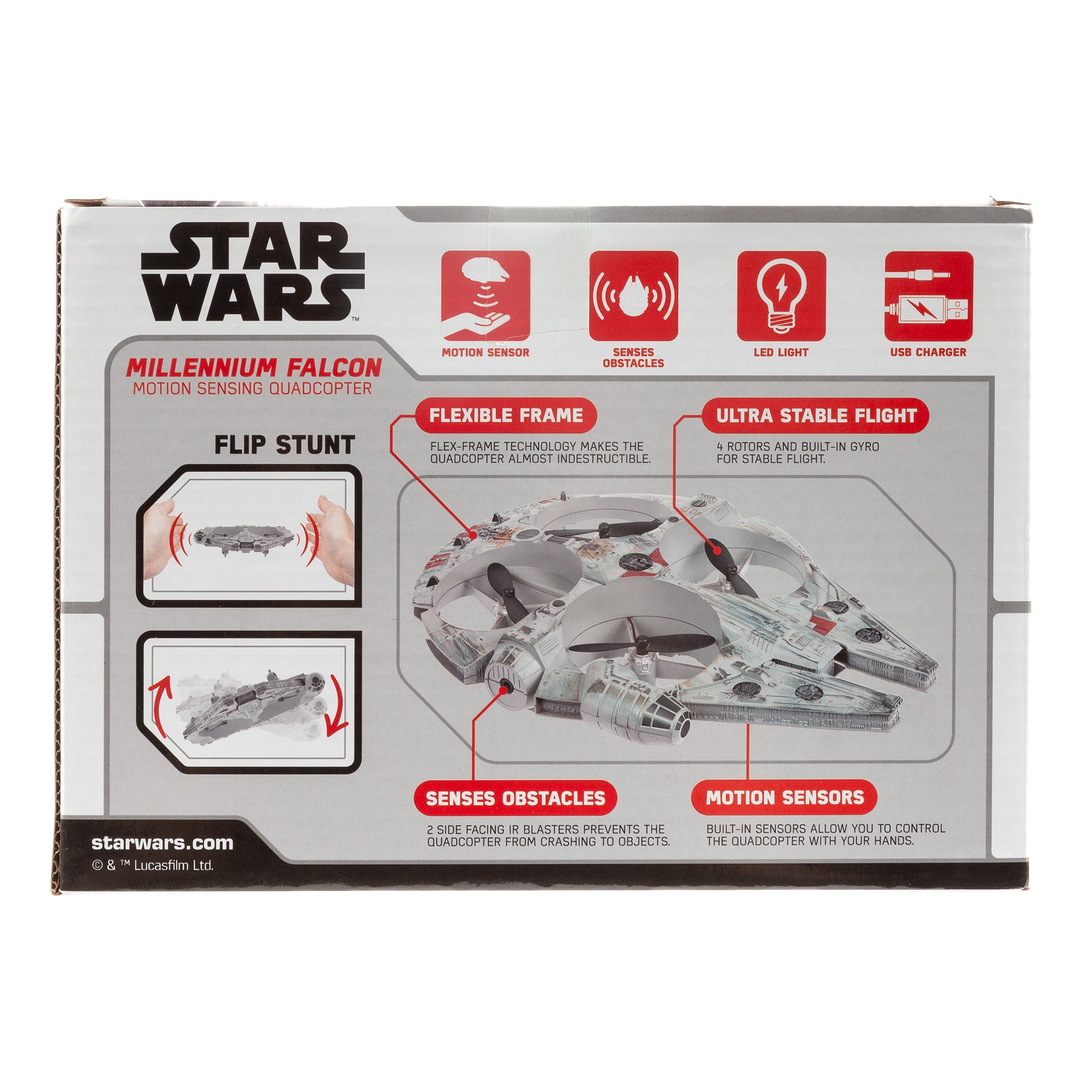 World Tech Toys Star Wars Millennium Falcon Motion Sensing Quadcopter Drone, Ages 6+