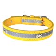 thumbnail image 3 of Dog Collar Reflective Metal Buckle PU Leather Yellow sz Small Neck 11" - 14", 3 of 3