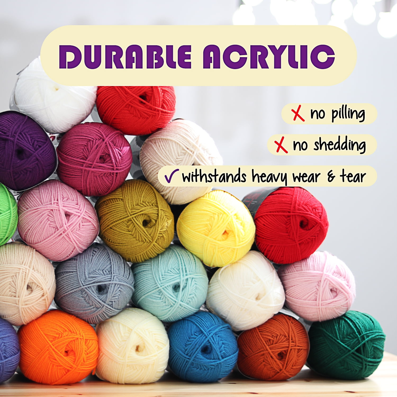 (3 pack) Craftbud Acrylic Yarn For Crocheting And Knitting, (370 Yards) Worsted Medium #4 Crochet Yarn For Beginners, White