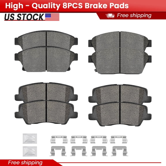 ACB ZONE Front and Rear Ceramic Brake Pads with Hardware for Cadillac ATS 2013 2014 2015 2016 2017 2018 (P-1467, P-1659)