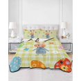 thumbnail image 2 of Full Size Quilt Bedding Set, Spring Easter Reversible Summer Quilt 3 Pieces, Yellow Plaid Bunny Colorful Eggs Floral Lightweight Bedspreads Coverlets with 2 Pillow Shams for All Seasons, 2 of 5