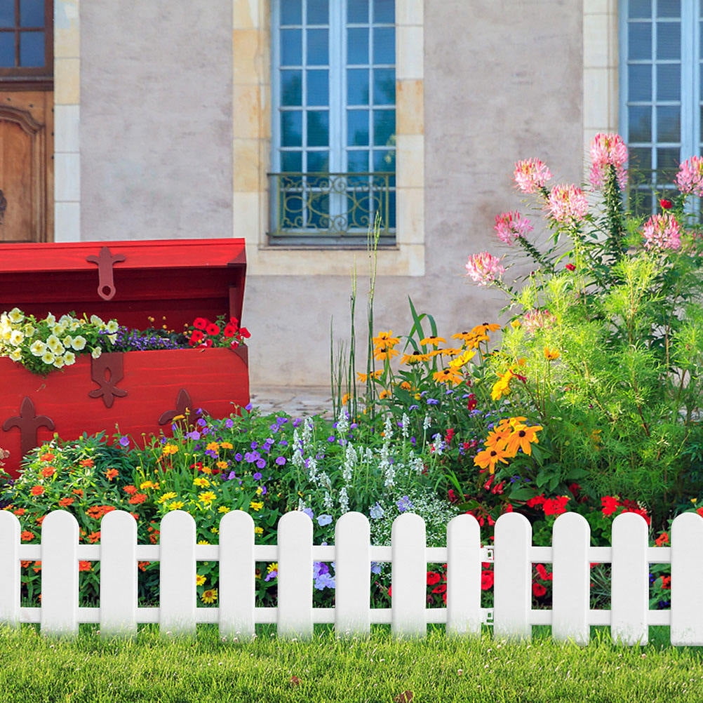 YSNOOWE 6Pcs White Plastic Yard Fence Garden Edging Fence Decorative Courtyard Partition Easy Install